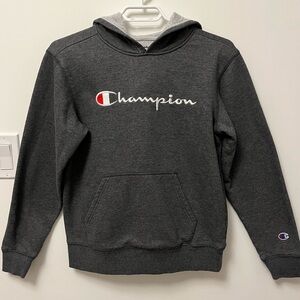Boys charcoal grey Champion hoodie, size L
